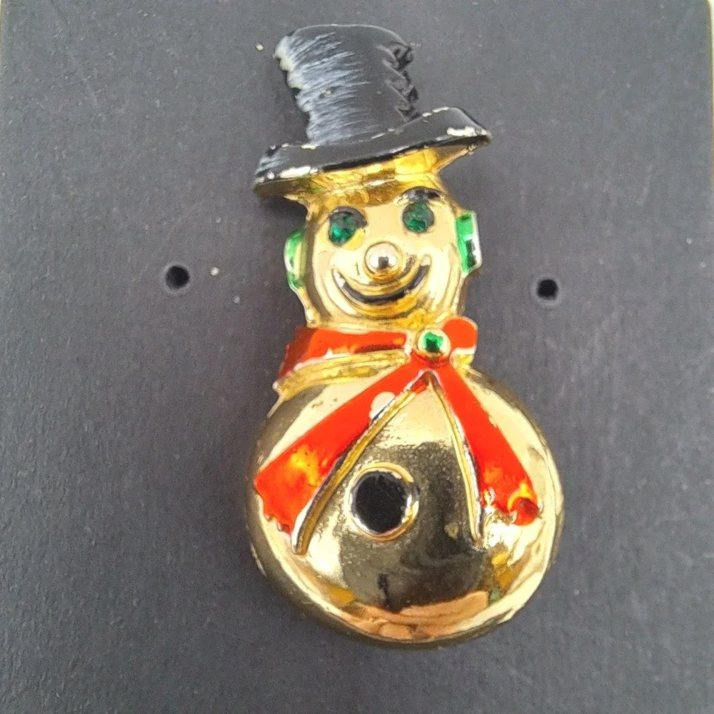 Vintage Beatrix Christmas Holiday Brooch Set of 2 Snowman and Festive Scarecrow